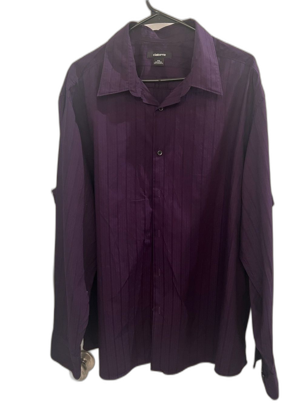 Claiborne Men’s XXL Purple Long Sleeve Button Down Shirt Dress Casual